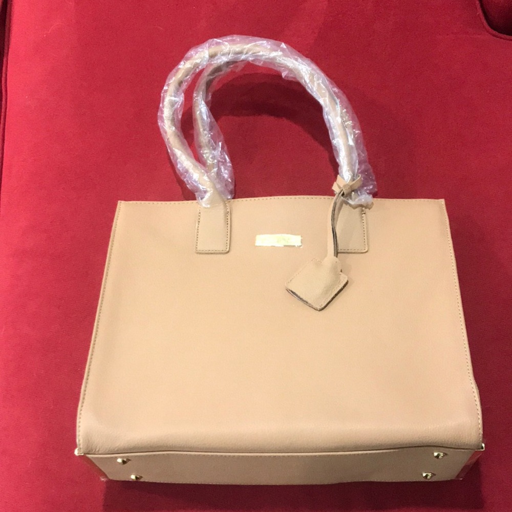 Joy & Iman Tan Leather Tote Brand New